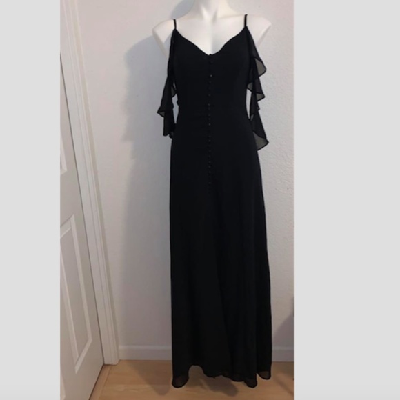 Dresses & Skirts - Black Maxi Dress with Slit and Buttons